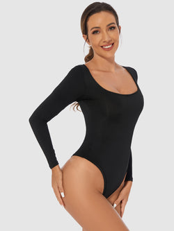 Full Size Scoop Neck Long Sleeve Bodysuit