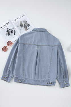 Black Washed Oversized Pocketed Denim Jacket