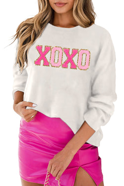 White Glitter Merry & Bright Round Neck Knit Sweater