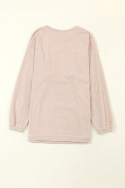 Festival Fuchsia Plain Drop Sleeve Crinkle Rib Oversized Sweatshirt