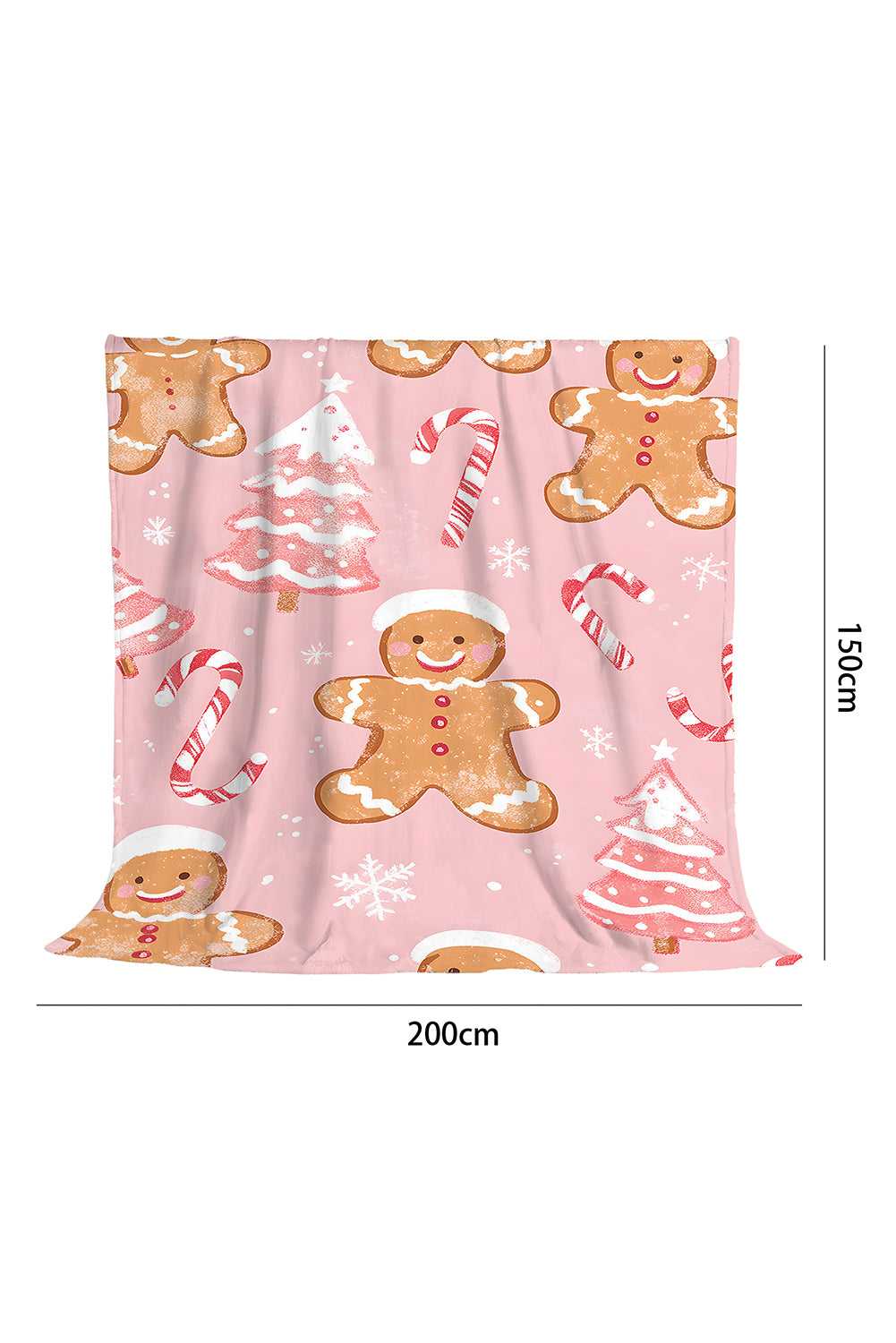 Pink Christmas Gingerbread Candy Cane Soft Throw Blanket