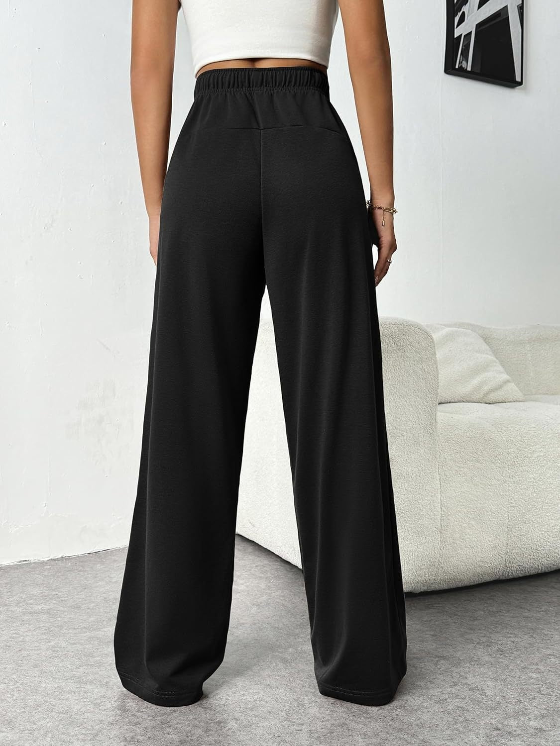 Drawstring Wide Leg Pants with Pockets