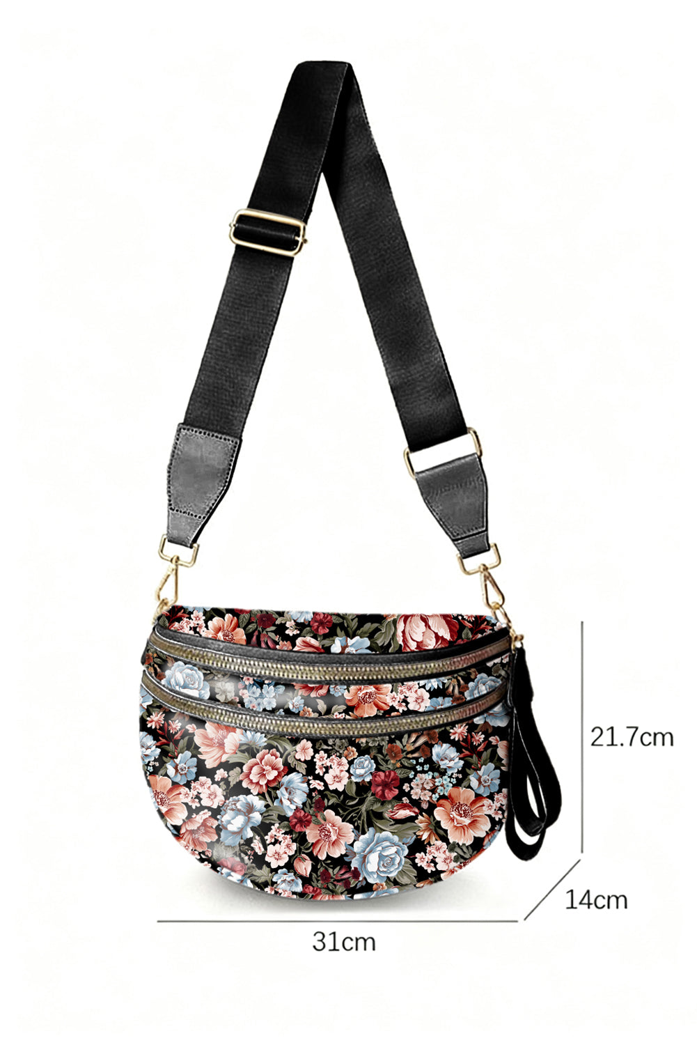 Pink Christmas Graphic Double Zip Crossbody Bag