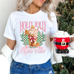 White Holly Jolly Christmas Coffee Club Graphic Tee