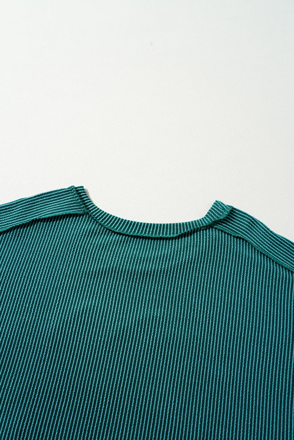 Green Merry Christmas Exposed Seam Ribbed Top