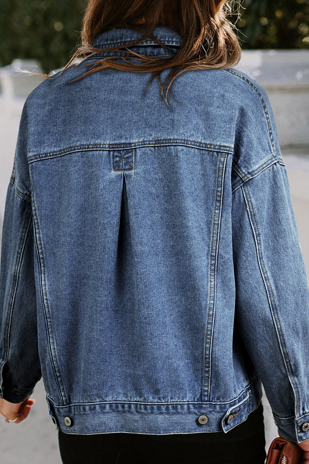 Black Washed Oversized Pocketed Denim Jacket