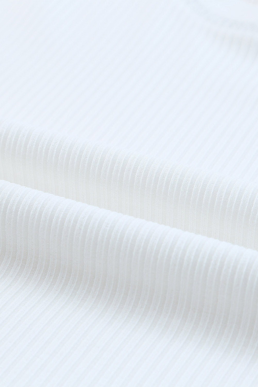 White Ribbed Knit Scoop Neck Half Sleeve Basic T Shirt