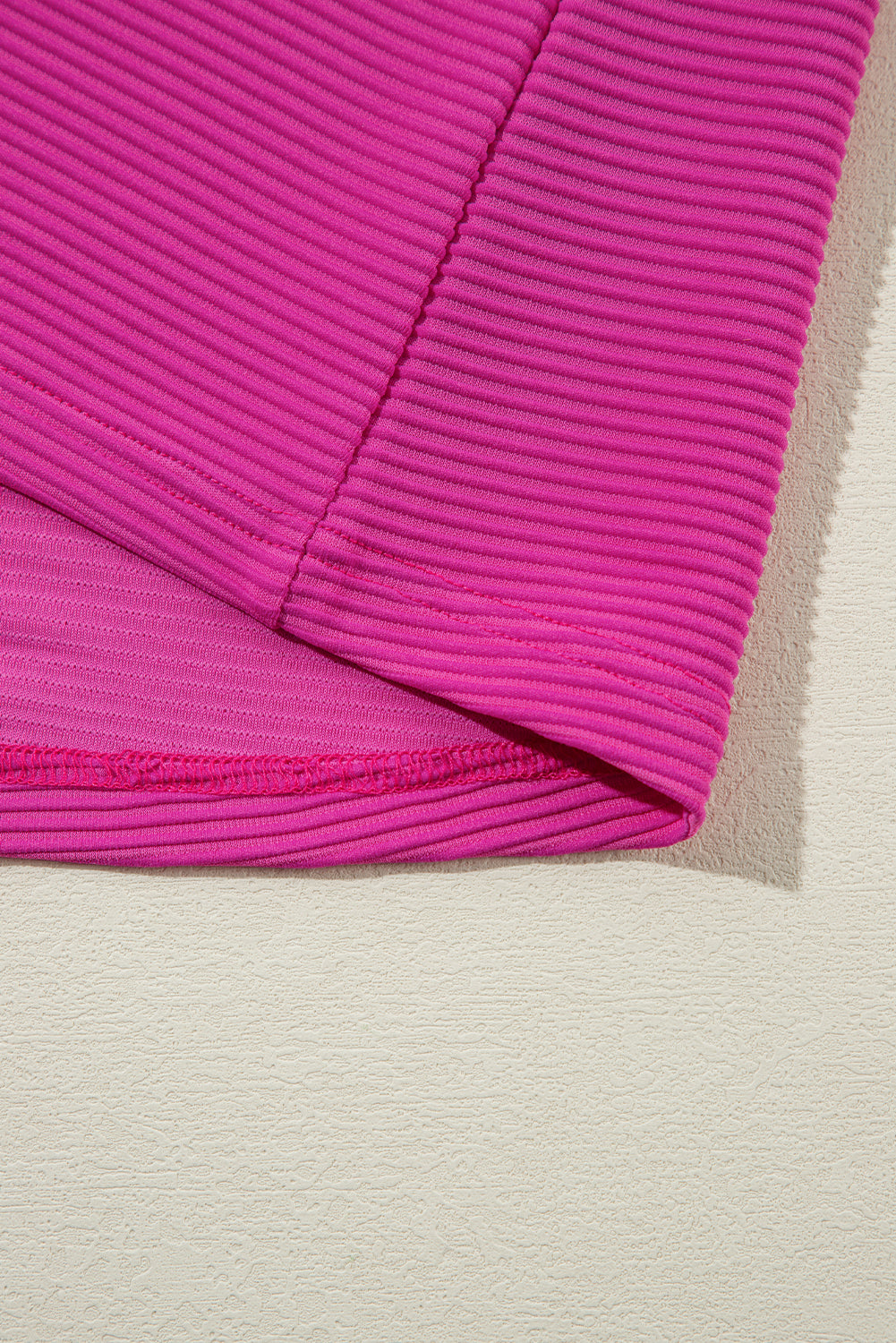 Strawberry Pink Textured Knit Mock Neck Raglan Sleeve Loose Top