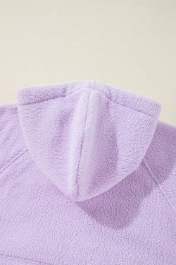 Lavendula Zipped Patch Pocket Fuzzy Drawstring Hoodie