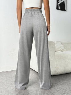 Drawstring Wide Leg Pants with Pockets