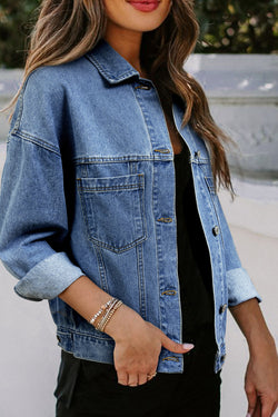 Black Washed Oversized Pocketed Denim Jacket