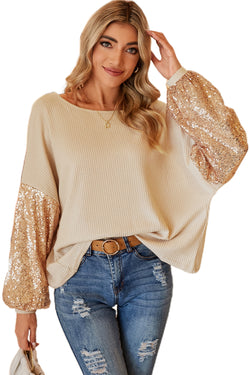 Black Cross Backless Sequin Bishop Sleeve Top