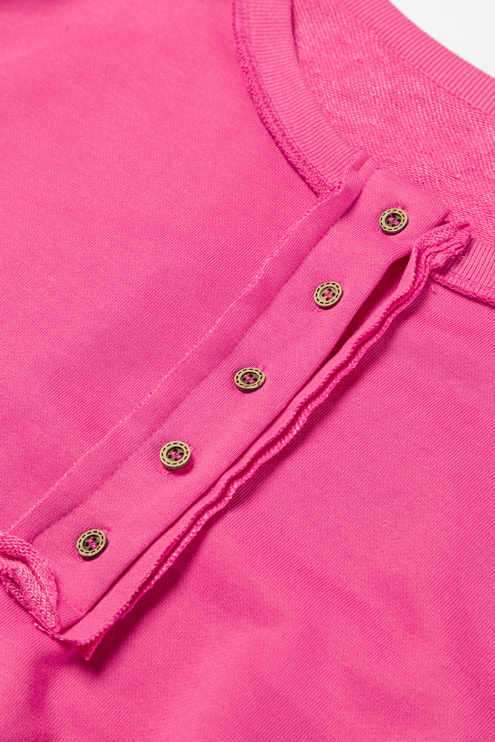 Hot Pink Slouchy Drop Shoulder Henley Sweatshirt