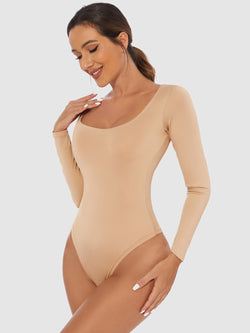 Full Size Scoop Neck Long Sleeve Bodysuit