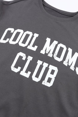 Gray COOL MOMS CLUB Print Drop Shoulder Light Wash Sweatshirt