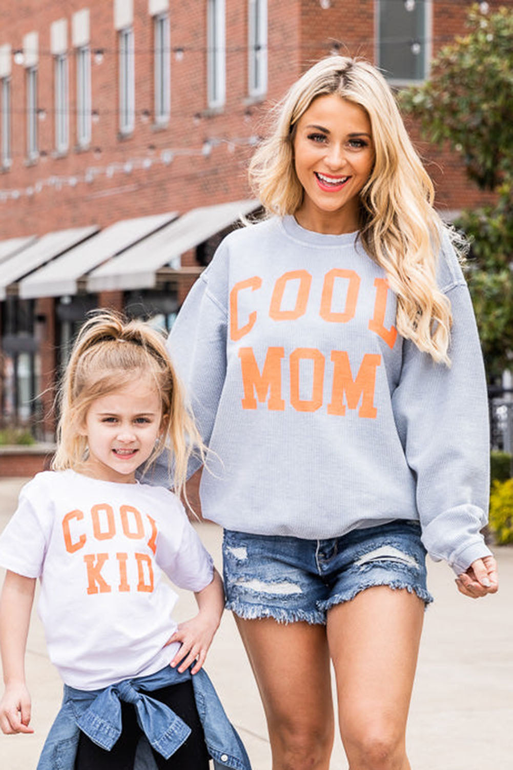 Gray Cool Mom Graphic Print Cording Sweatshirt