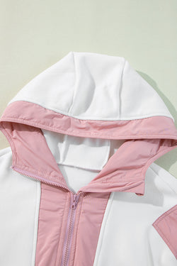 Pink Patchwork Half Zip Oversized Sherpa Hoodie