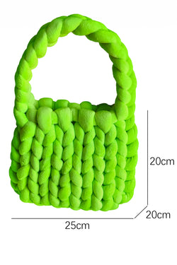 Pear Green Woven Chunky Yarn Tote Bag