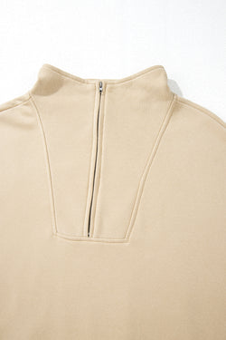 Black Zip-up Stand Neck Kangaroo Pocket Sweatshirt