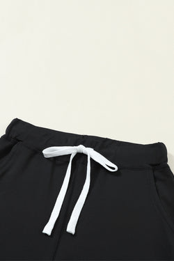 Black Casual Drawstring Drop Waist Pocketed Joggers