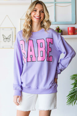 Grey Babe Letter Casual Pullover Sweatshirt