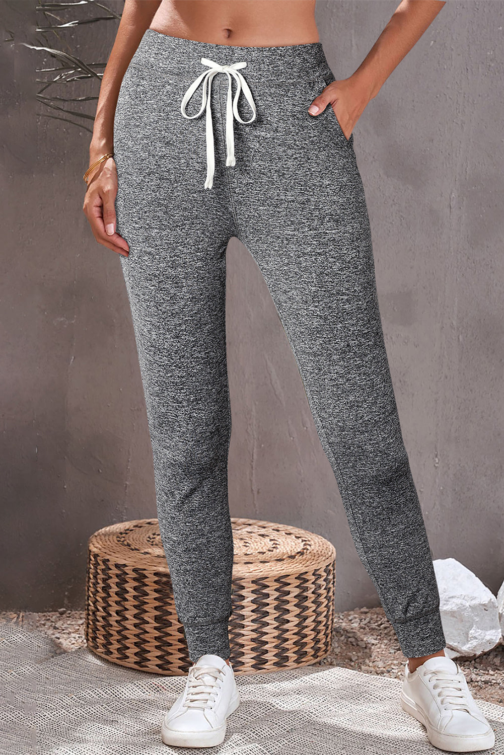 Blue Drawstring Waist Pocketed Joggers