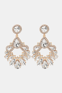 Zinc Alloy Frame Glass Stone Dangle Earrings