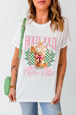 White Holly Jolly Christmas Coffee Club Graphic Tee