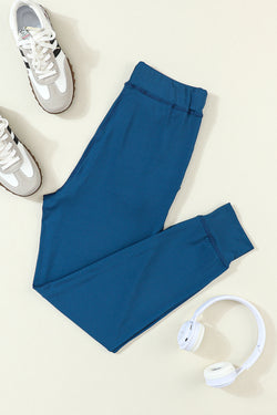 Blue Drawstring Waist Pocketed Joggers