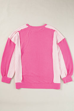 Bonbon Rib Colorblock Patchwork Sweatshirt