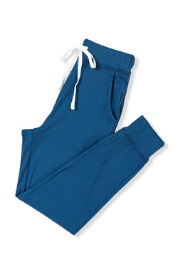 Blue Drawstring Waist Pocketed Joggers