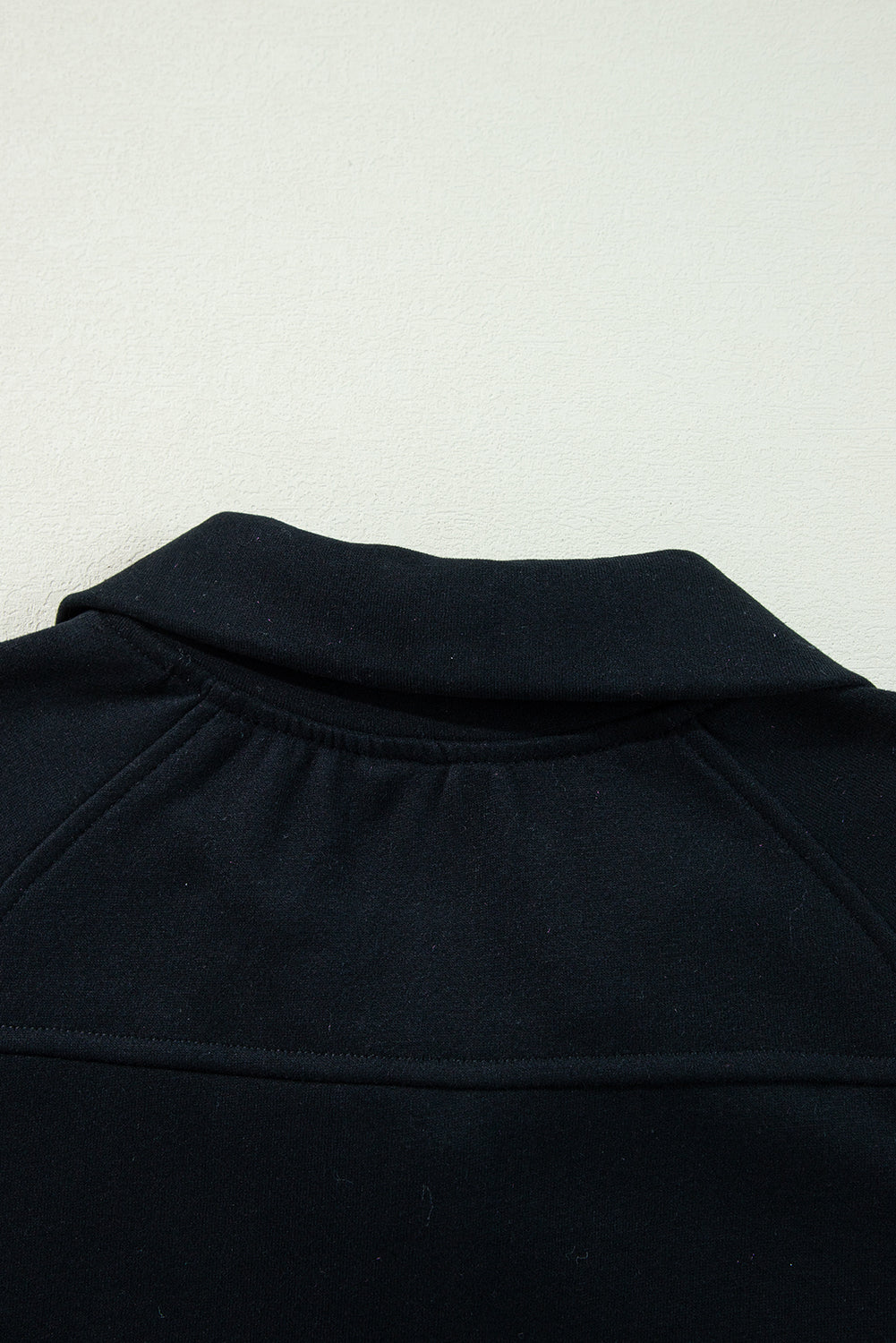 Black Quarter Zip Stand Neck Kangaroo Pocket Sweatshirt