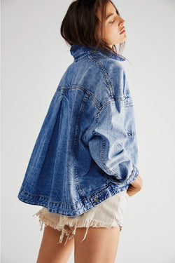 Black Washed Oversized Pocketed Denim Jacket