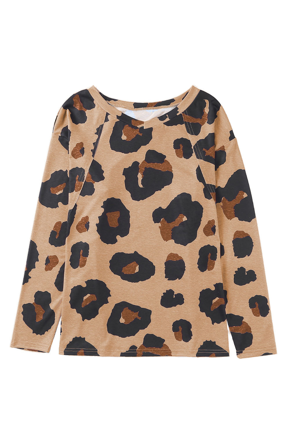 Leopard Print Drop Shoulder Pullover Long Sleeve Top