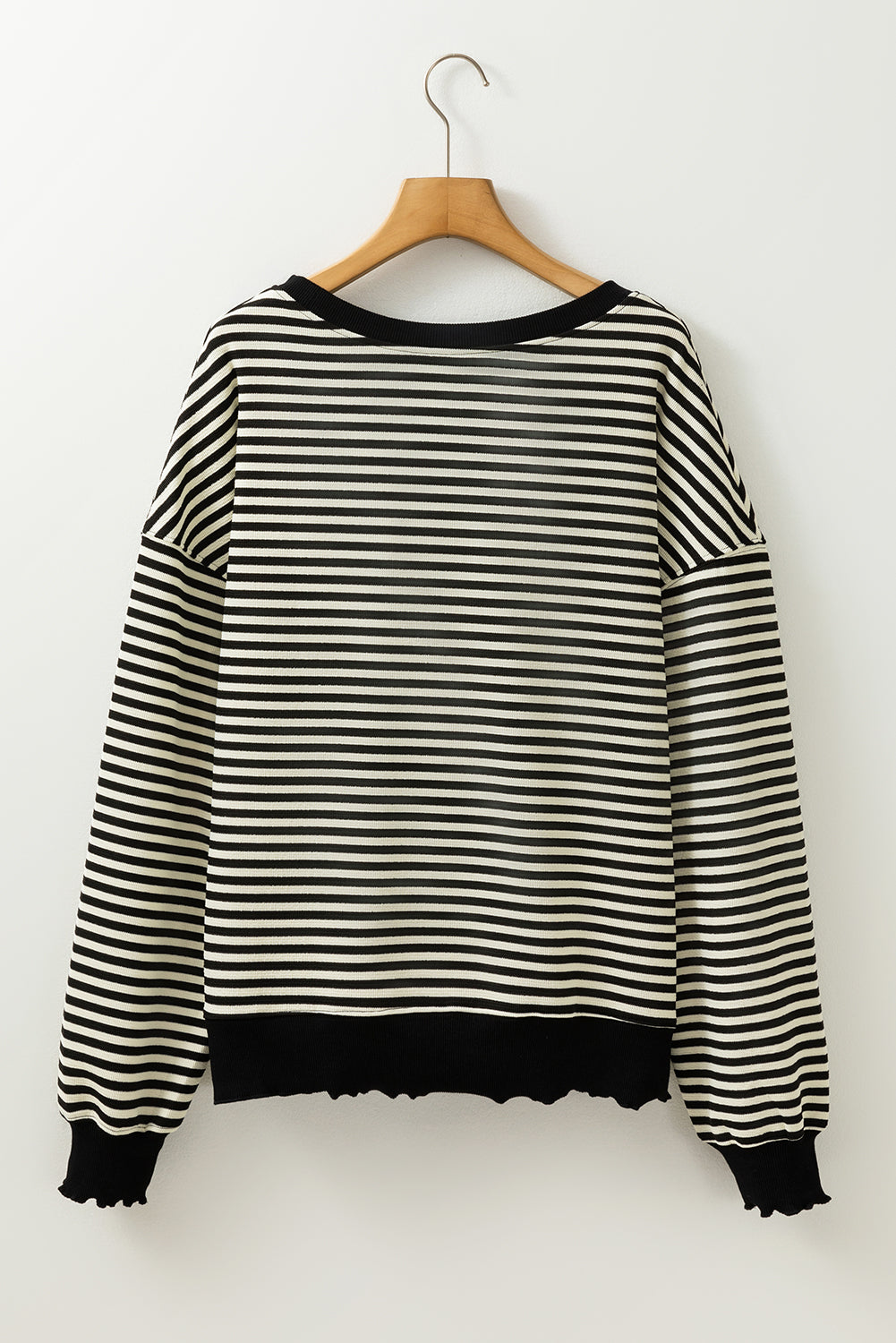 Brown Stripe Drop Shoulder Long Sleeve Top