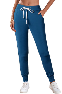 Blue Drawstring Waist Pocketed Joggers