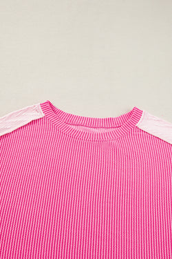 Bonbon Rib Colorblock Patchwork Sweatshirt