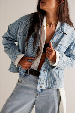 Black Washed Oversized Pocketed Denim Jacket