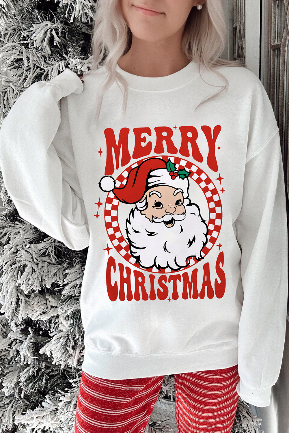 Black Santa Claus Merry Christmas Heat Transfer Printing Graphic Sweatshirt