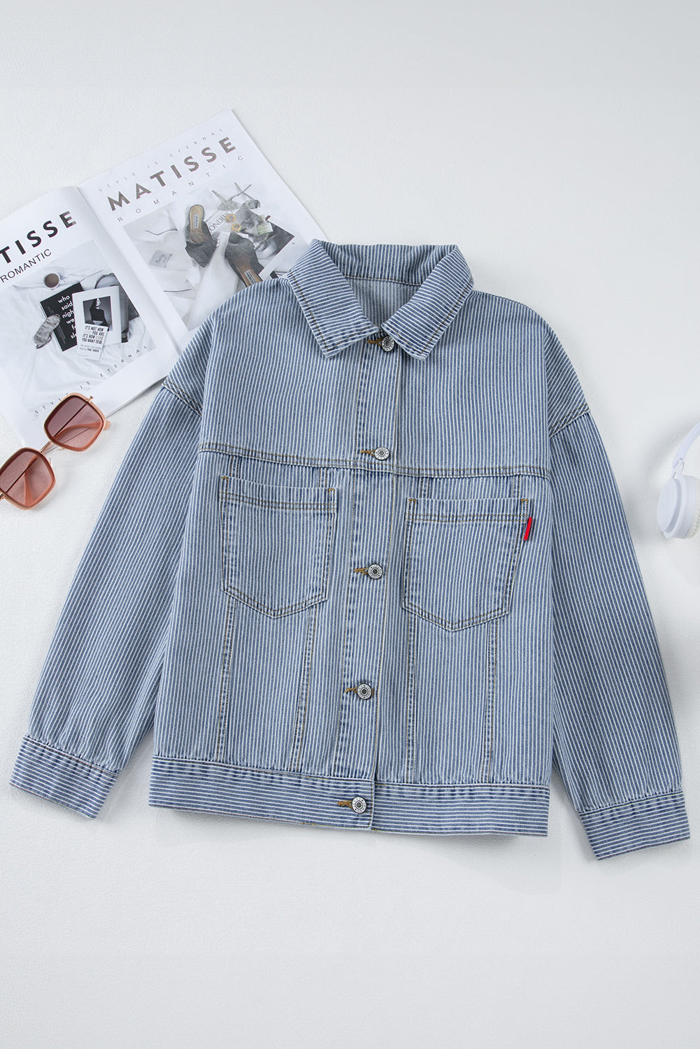 Black Washed Oversized Pocketed Denim Jacket