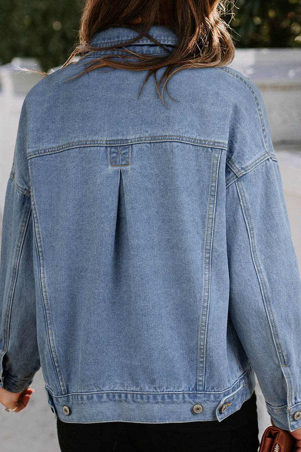 Black Washed Oversized Pocketed Denim Jacket