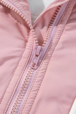 Pink Patchwork Half Zip Oversized Sherpa Hoodie